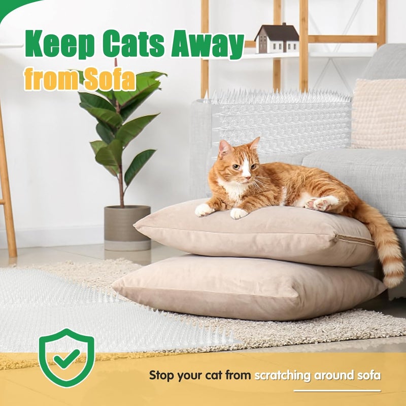 Zipcase 16 Pack Scat Mat for Cats - 13 x 16 In Updated Dual Length Cat Deterrent Mat with Narrower & Denser Spikes, More Effective For Indoor & Outdoor Cat Repellent Fence Covers 24 Sq.ft (3456 Sq.in) - Image 3